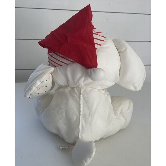 VINTAGE Fisher Price Christmas White Puppy Dog Puffalump 1990 Plush Candy Cane - Picture 3 of 6